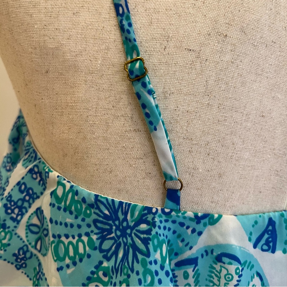 Lilly Pulitzer Sleeveless Ruffle Top Mini Dress Extra Small Sea Life Print Beach - Picture 5 of 13